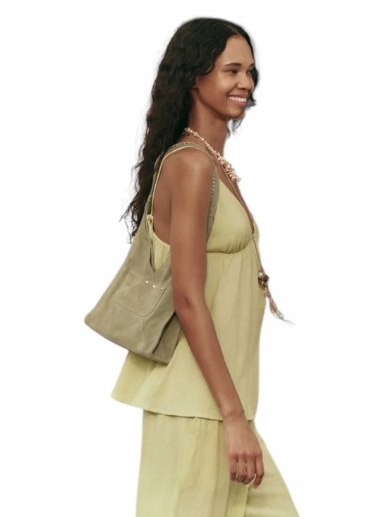 Free People Knox Studded Suede Shoulder Bag In Sage NWT - Picture 6 of 6